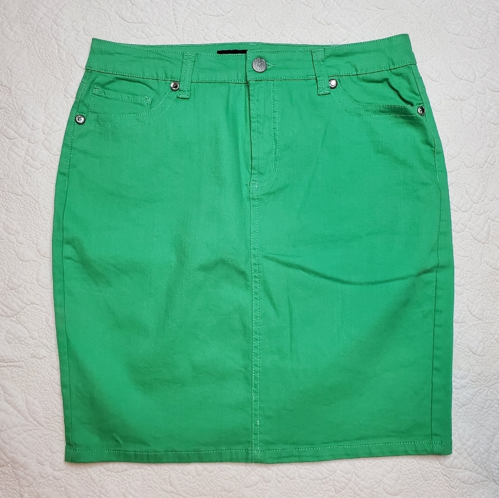 Nine West Green Denim Skirt NWOT